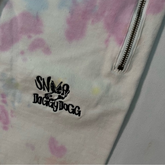 Shoe Palace Snoop sweatpants L large Mens White Watercolor Joggers Zip pockets - Picture 4 of 10